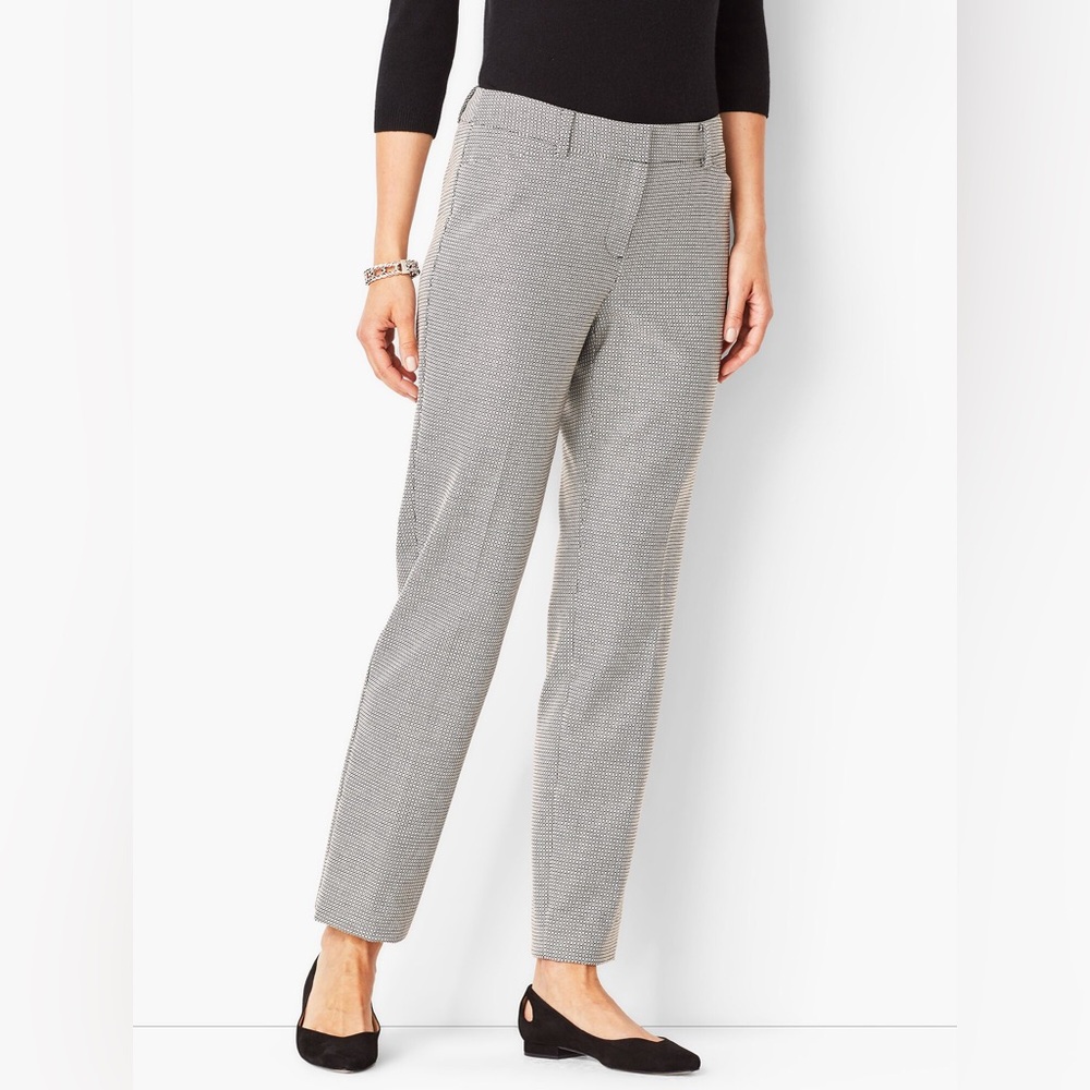Talbots Patterned Hampshire Ankle Cropped Dress Pant Chic Petite Work Classic